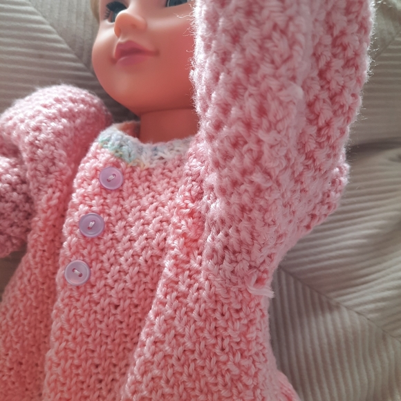 Prairie Baby Dress Puffed Sleeves Bubblegum Pink - Picture 12 of 15